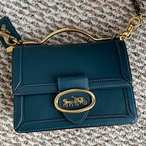 Coach 1941 riley top handle 19 peacock leather crossbody cute almost new